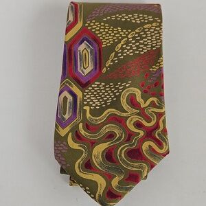 Vintage 100% Silk Necktie Colourful Abstract Print